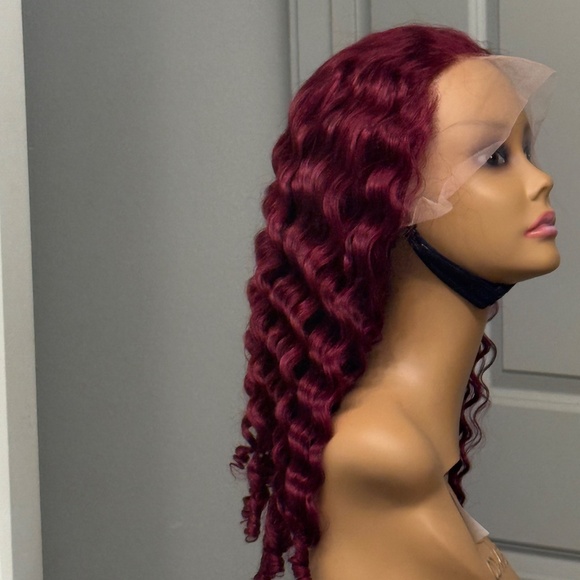💎 13x4 Burmese Curly Wig – Burgundy Beauty (230% Density, 18”) - Picture 3 of 6